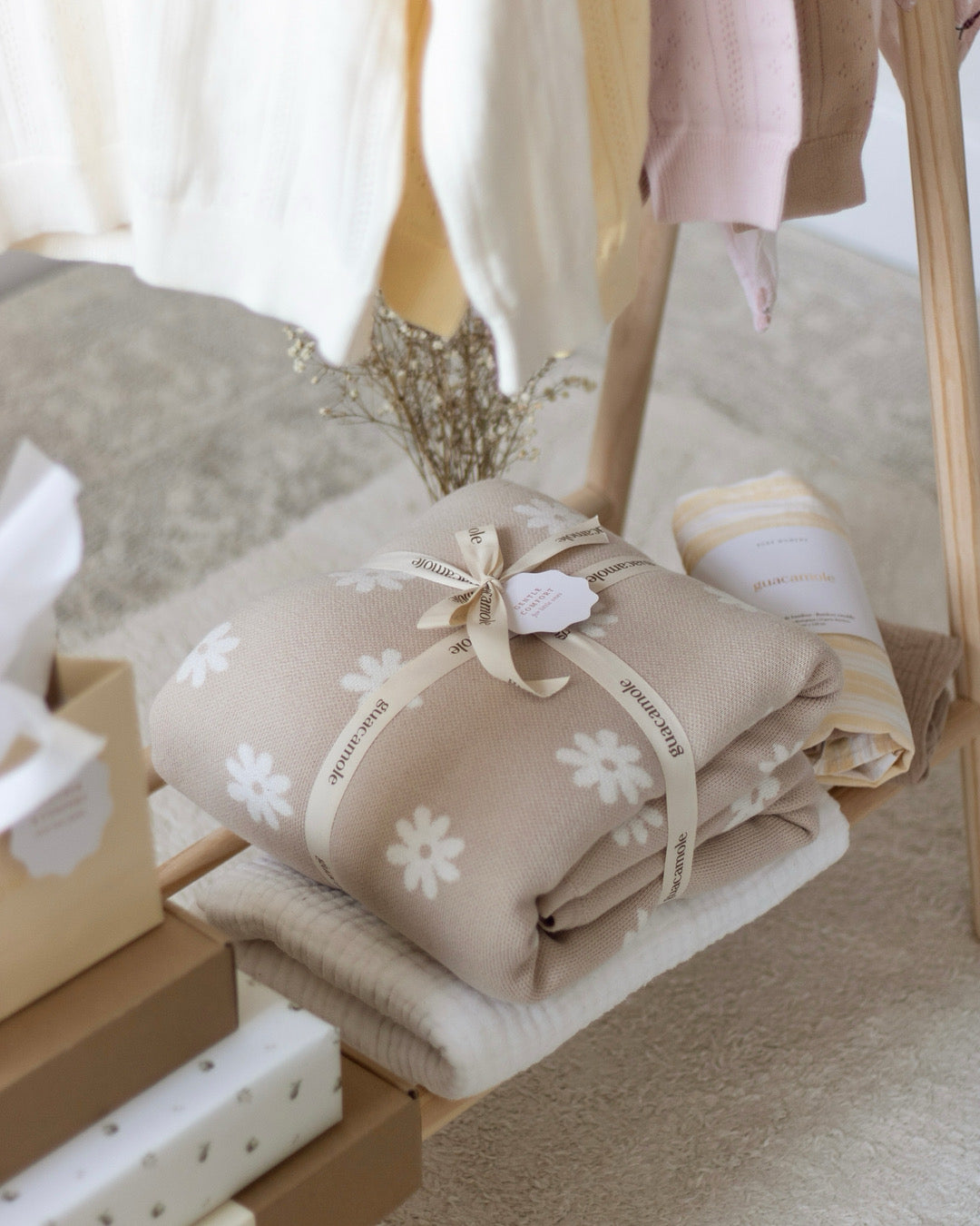 Couverture tricot de coton & sherpa