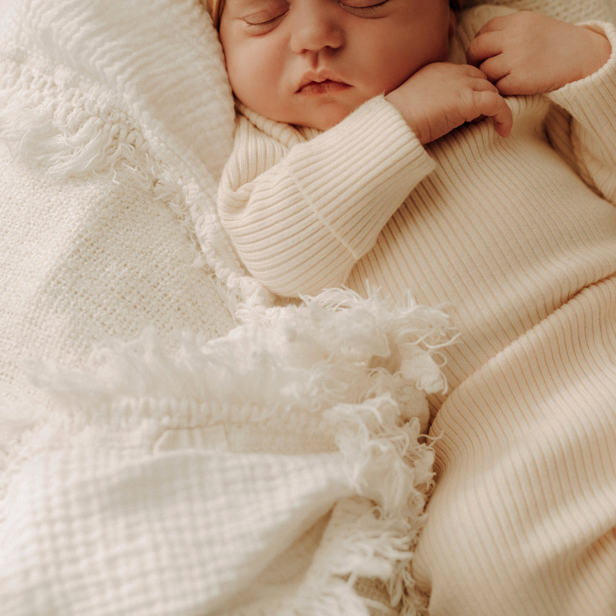 Ribbed Rompers - Biscuit