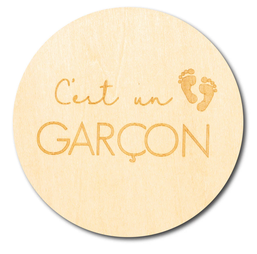 Engraved Wooden Milestone Disc – “It’s a boy”