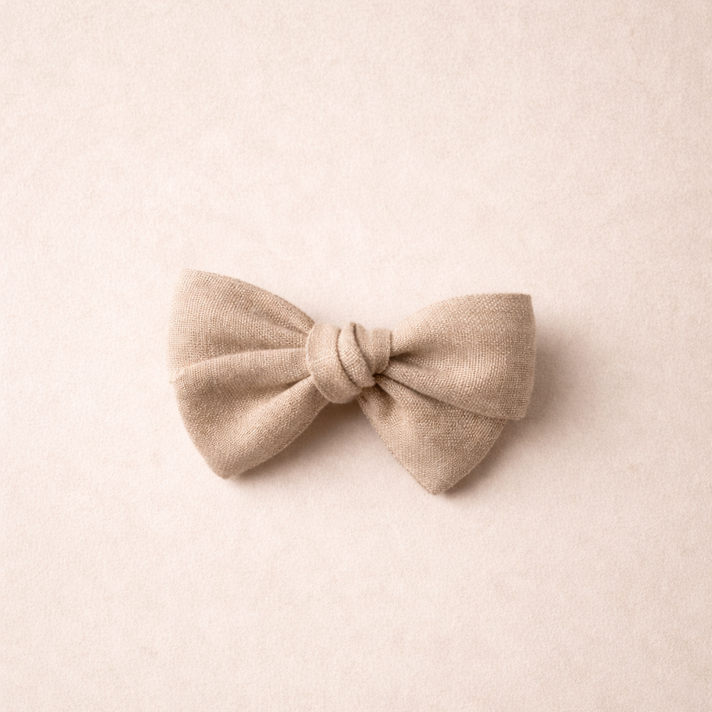 Linen Bow Alligator Hair Clip — Brioche