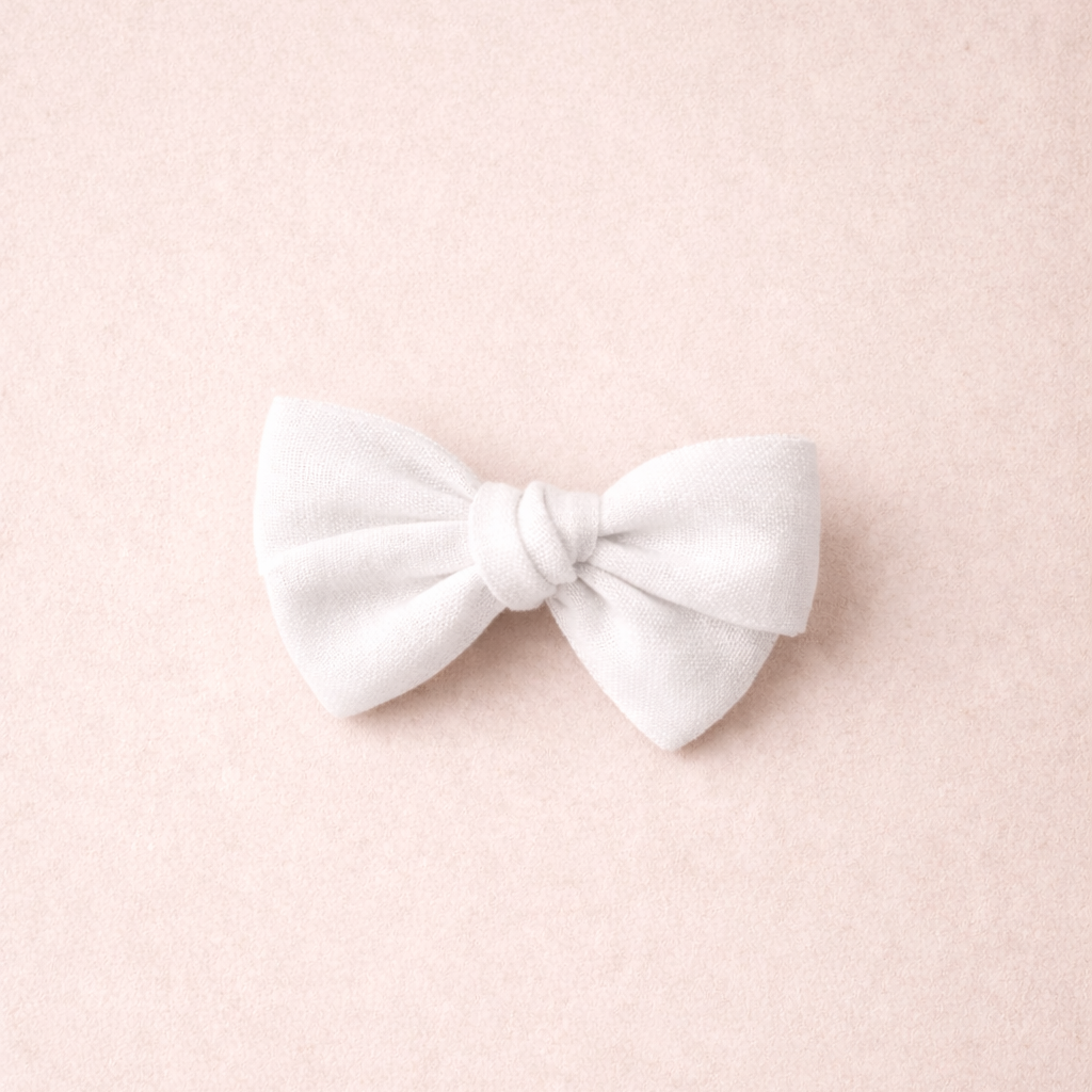 Linen Bow Alligator Hair Clip — Milky Cloud