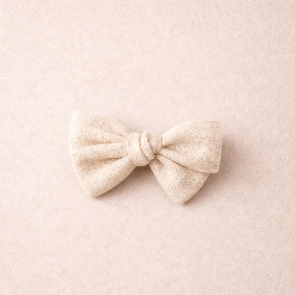 Linen Bow Alligator Hair Clip — Buttercream
