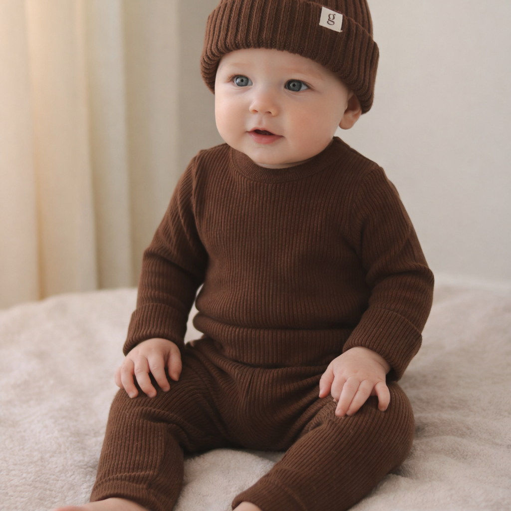 Cache-couches côtelés - Chocolat