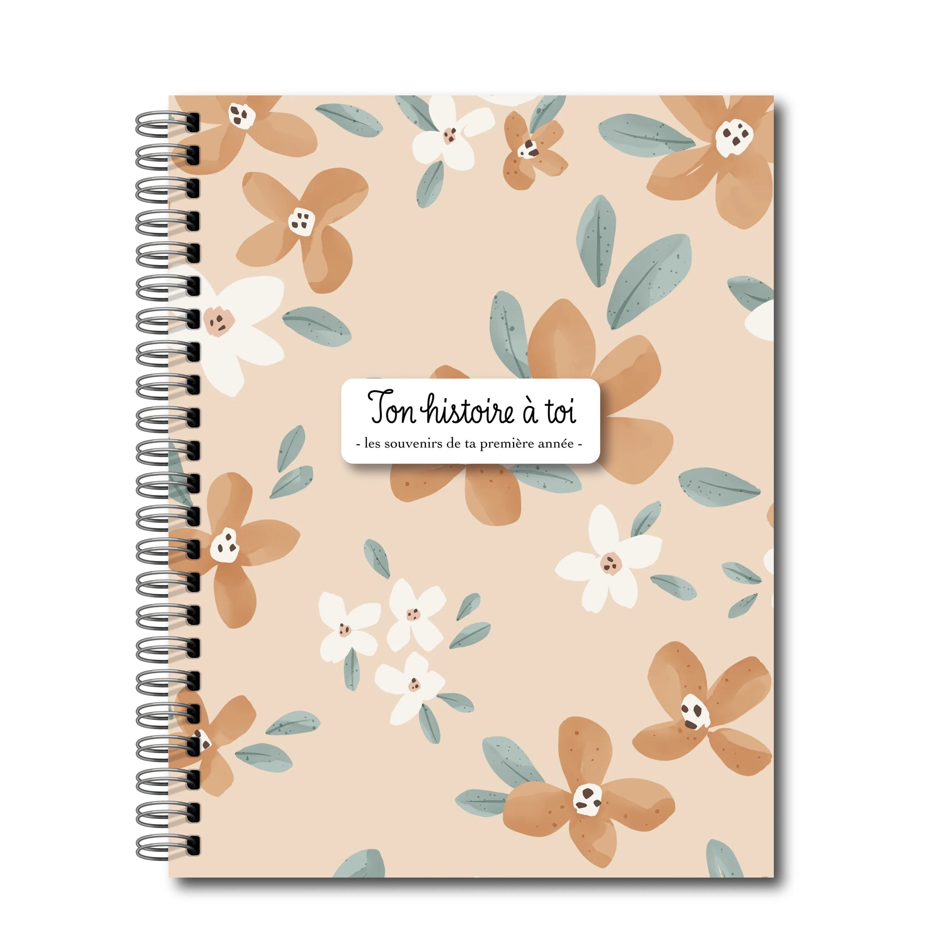 Livre de naissance en français – Fleurs orange